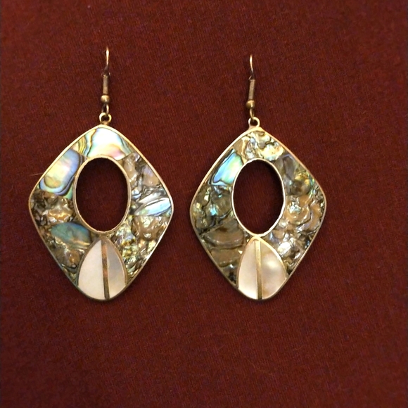 Large Alpaca SS abalone earrings - Picture 1 of 3
